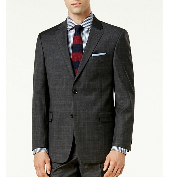 Tommy Hilfiger Men's Charcoal Plaid Blazer - 46L - Picture 1 of 11